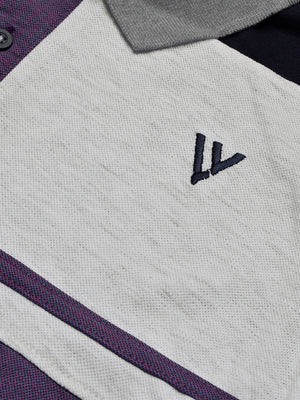 LV Summer Polo Shirt For Men-Purple Melange with White Melange & Navy Panel-BE883