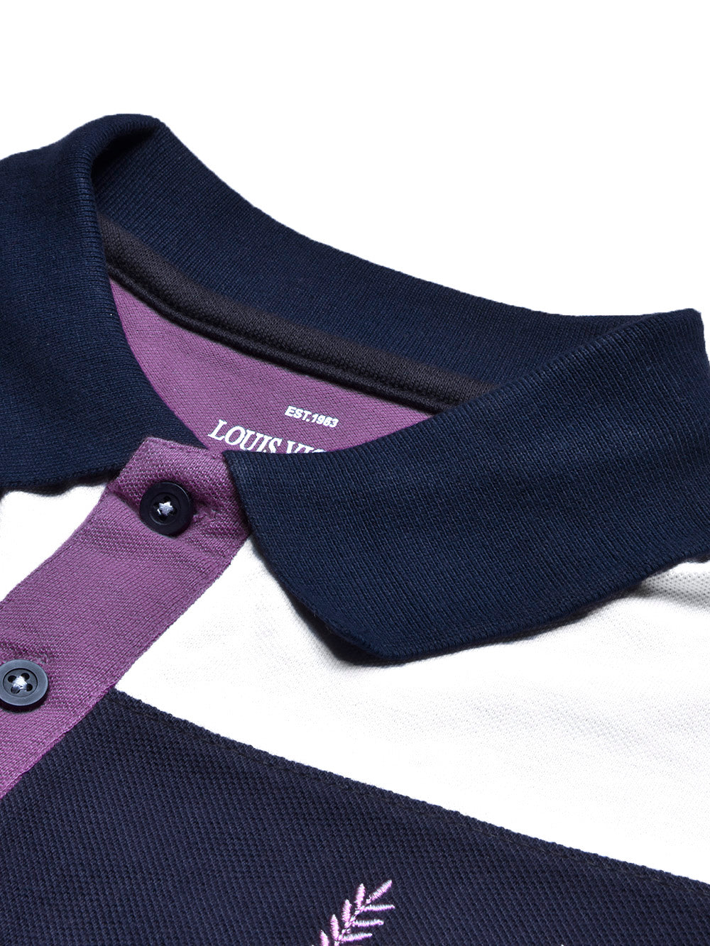 LV Summer Polo Shirt For Men-Purple with Navy & White Panel-BE832/BR13071