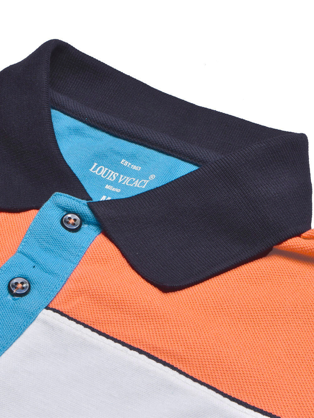 LV Summer Polo Shirt For Men-Sky Blue with White & Orange Panel-BE821/BR13061