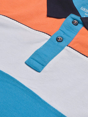 LV Summer Polo Shirt For Men-Sky Blue with White & Orange Panel-BE821/BR13061