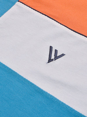 LV Summer Polo Shirt For Men-Sky Blue with White & Orange Panel-BE821/BR13061