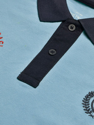 LV Summer Polo Shirt For Men-Sky & Dark Navy-BE859