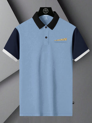 LV Summer Polo Shirt For Men-Sky with Navy-BE827