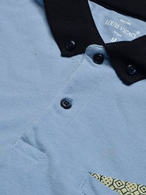 LV Summer Polo Shirt For Men-Sky with Navy-BE827