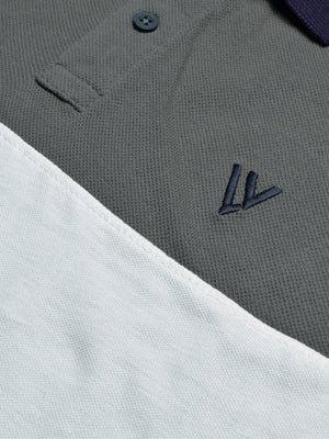 LV Summer Polo Shirt For Men-White with Slate Grey-BE825/BR13065