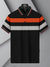 LV Summer Single Jersey Polo Shirt For Men-Black with Grey & Orange Panels-BE1747/BR13931