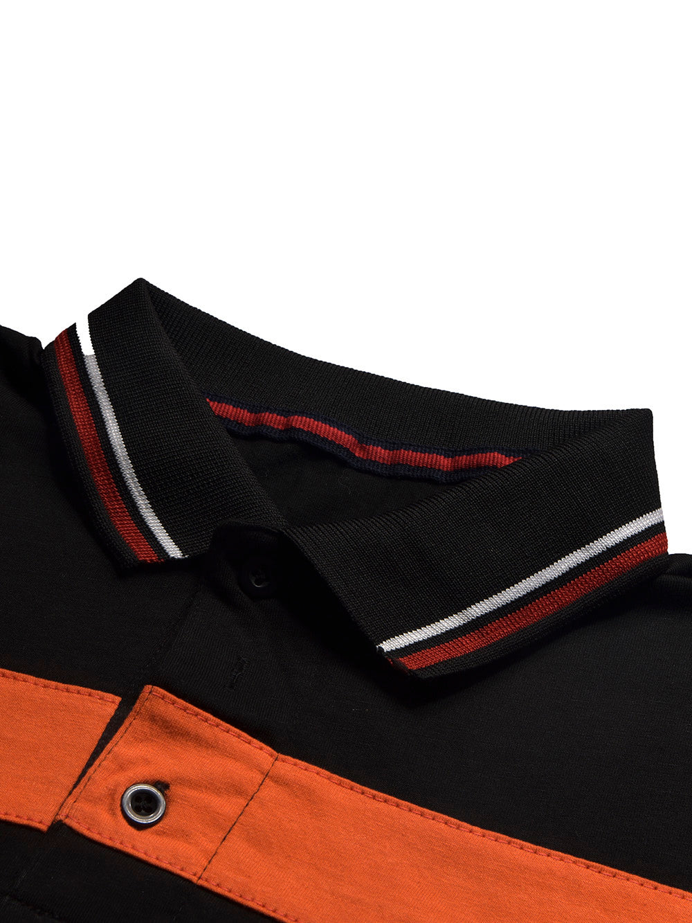 LV Summer Single Jersey Polo Shirt For Men-Black with Grey & Orange Panels-BE1747/BR13931