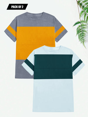 Pack Of 2 Panel Style T Shirt For Men