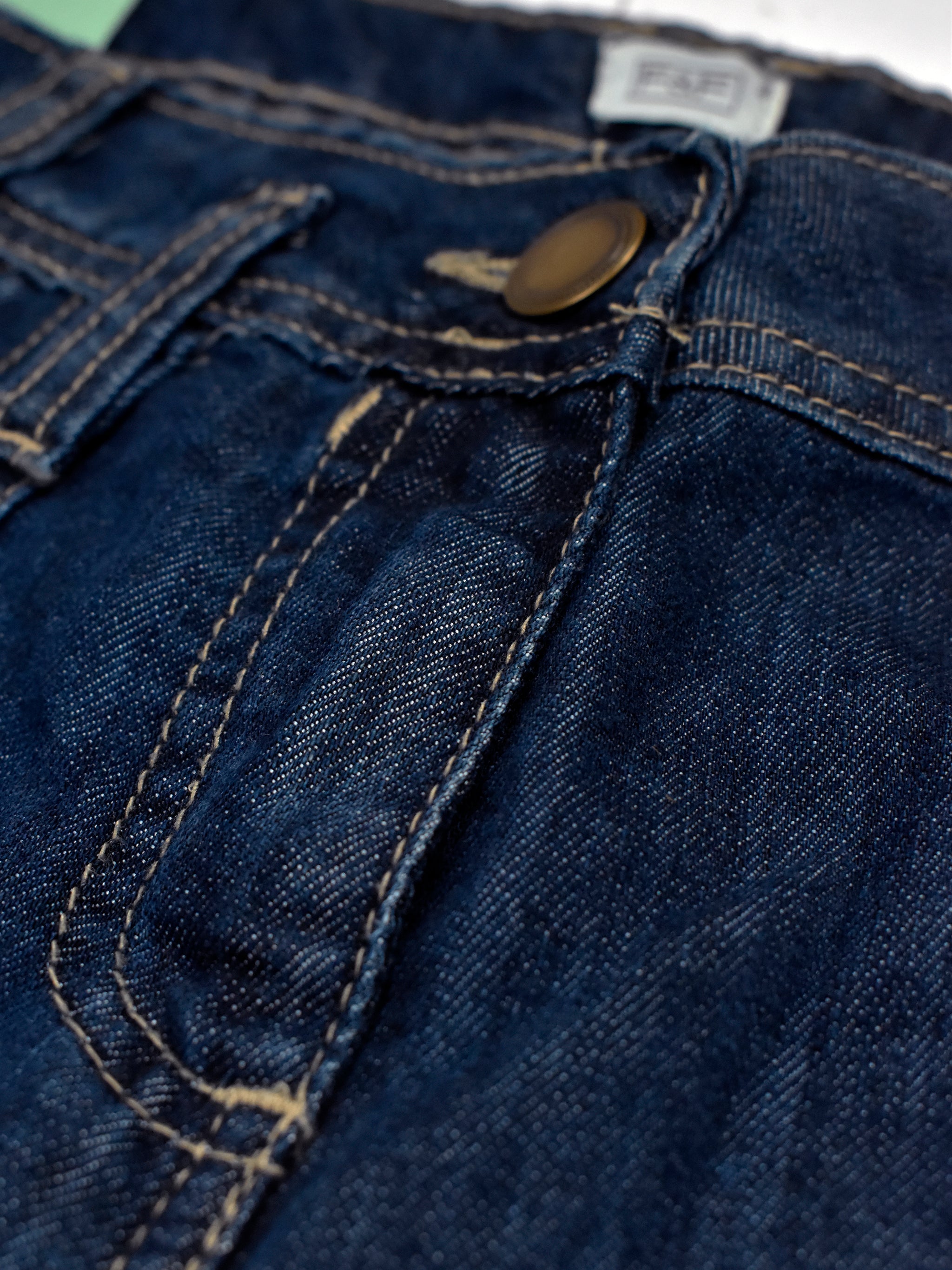 F&F Straight Fit Non Stretch Denim For Ladies-Dark Blue Faded-BR154