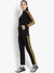 Louis Vicaci Fleece Zipper Tracksuit For Ladies Black with Yellow Stripe-SP289