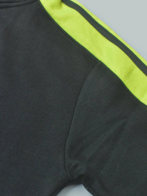 Louis Vicaci Fleece Zipper Tracksuit For Ladies Dark Slate Grey with Lime Green Stripe-SP290