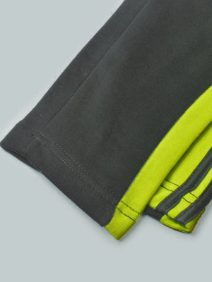 Louis Vicaci Fleece Zipper Tracksuit For Ladies Dark Slate Grey with Lime Green Stripe-SP290