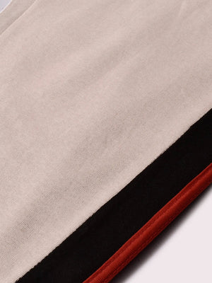 Louis Vicaci Fleece Zipper Tracksuit For Ladies-Light Brown with Black Stripe-BE17317 Louis Vicaci