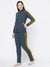 Louis Vicaci Fleece Zipper Tracksuit For Ladies Light Navy with Yellow Stripe-SP242