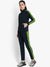 Louis Vicaci Fleece Zipper Tracksuit For Ladies-Navy with Lime Green Stripe-BE17280 Louis Vicaci