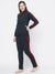 Louis Vicaci Fleece Zipper Tracksuit For Ladies-Navy with Red Stripe-BE17281 Louis Vicaci