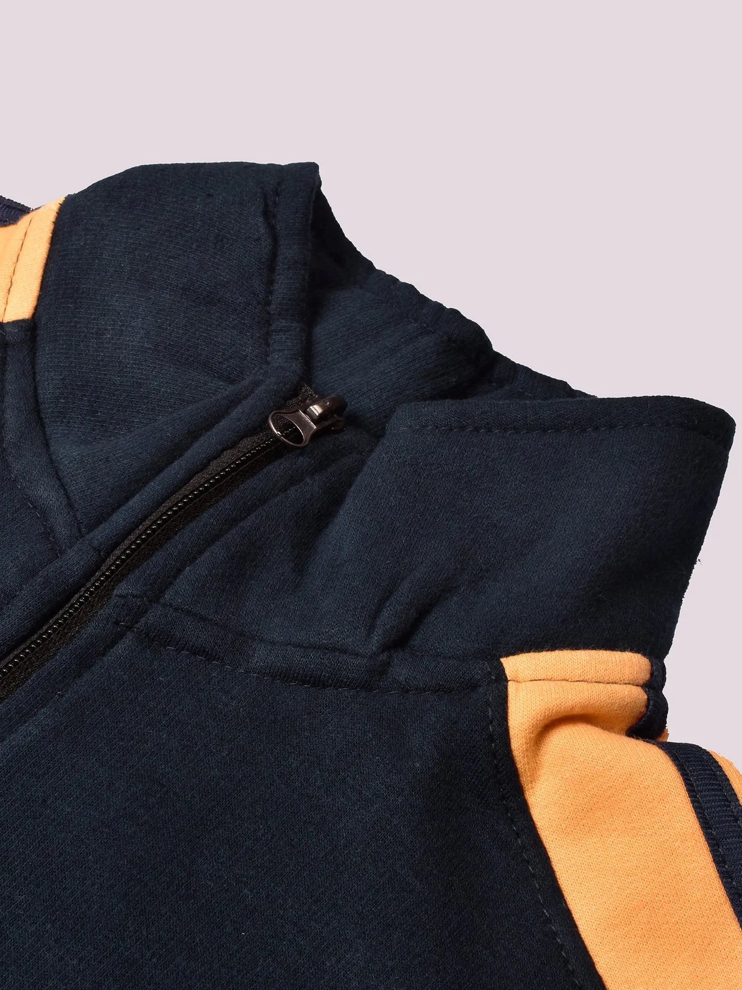Louis Vicaci Fleece Zipper Tracksuit For Ladies Navy with Yellow Stripe-RT2128