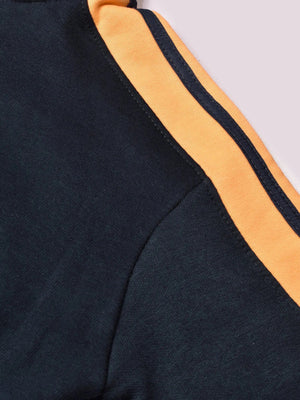 Louis Vicaci Fleece Zipper Tracksuit For Ladies-Navy with Yellow Stripe-BE17282 Louis Vicaci