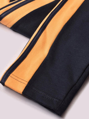 Louis Vicaci Fleece Zipper Tracksuit For Ladies Navy with Yellow Stripe-SP297/RT2128