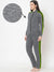 Louis Vicaci Fleece Zipper Tracksuit For Ladies-Olive Grey Lining with Lime Green Stripe-BE17529 Louis Vicaci
