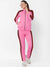 Louis Vicaci Fleece Zipper Tracksuit For Ladies-Pink Melange with Black Stripe-BE17326 Louis Vicaci