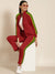Louis Vicaci Fleece Zipper Tracksuit For Ladies-Red with Lime Green Stripe-BE17522 Louis Vicaci
