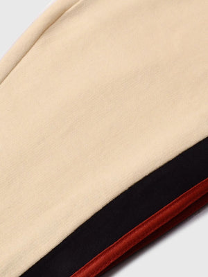Louis Vicaci Fleece Zipper Tracksuit For Ladies-Skin with Black Stripe-BE17304 Louis Vicaci