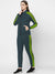 Louis Vicaci Fleece Zipper Tracksuit For Ladies-Slate Blue with Lime Green Stripe-BE17524 Louis Vicaci