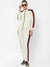 Louis Vicaci Fleece Zipper Tracksuit For Ladies-Smoke White with Black Stripe-BE17331 Louis Vicaci