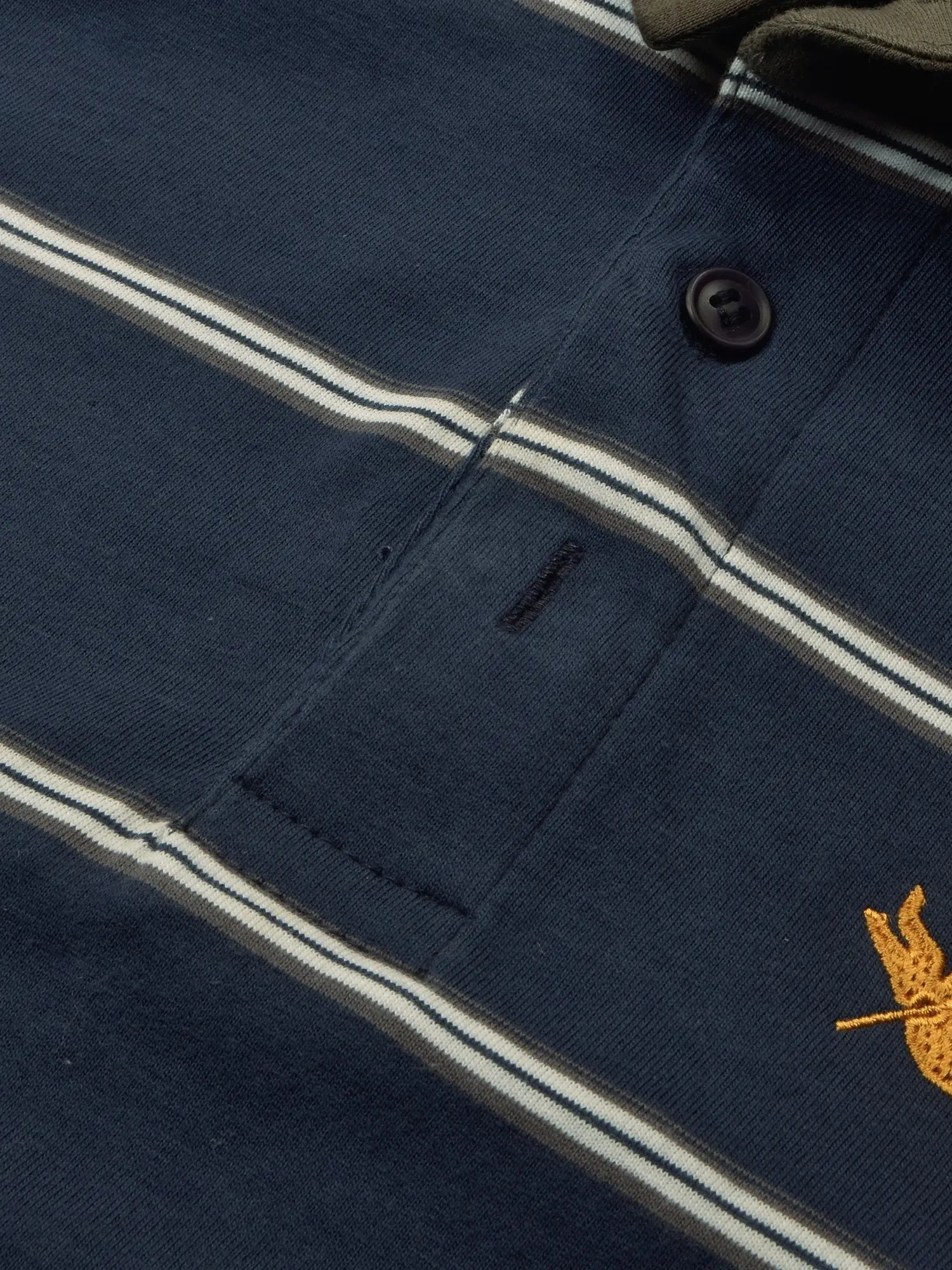 Louis Vicaci Long Sleeve Polo Shirt For Men-Navy with Stripe-BR902