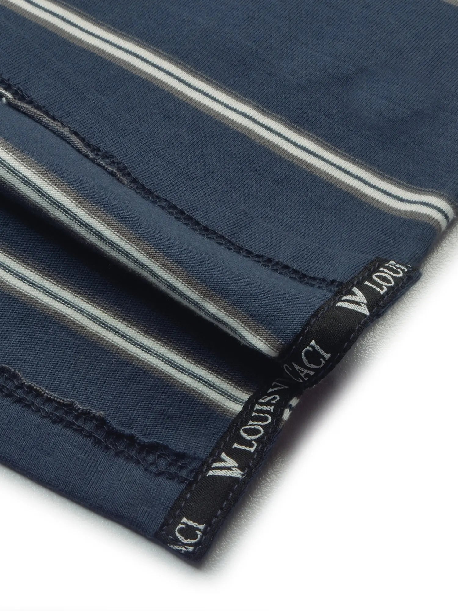 Louis Vicaci Long Sleeve Polo Shirt For Men-Navy with Stripe-BR902