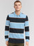 Louis Vicaci Long Sleeve Polo Shirt For Men-Sky with Navy Stripe-SP3350