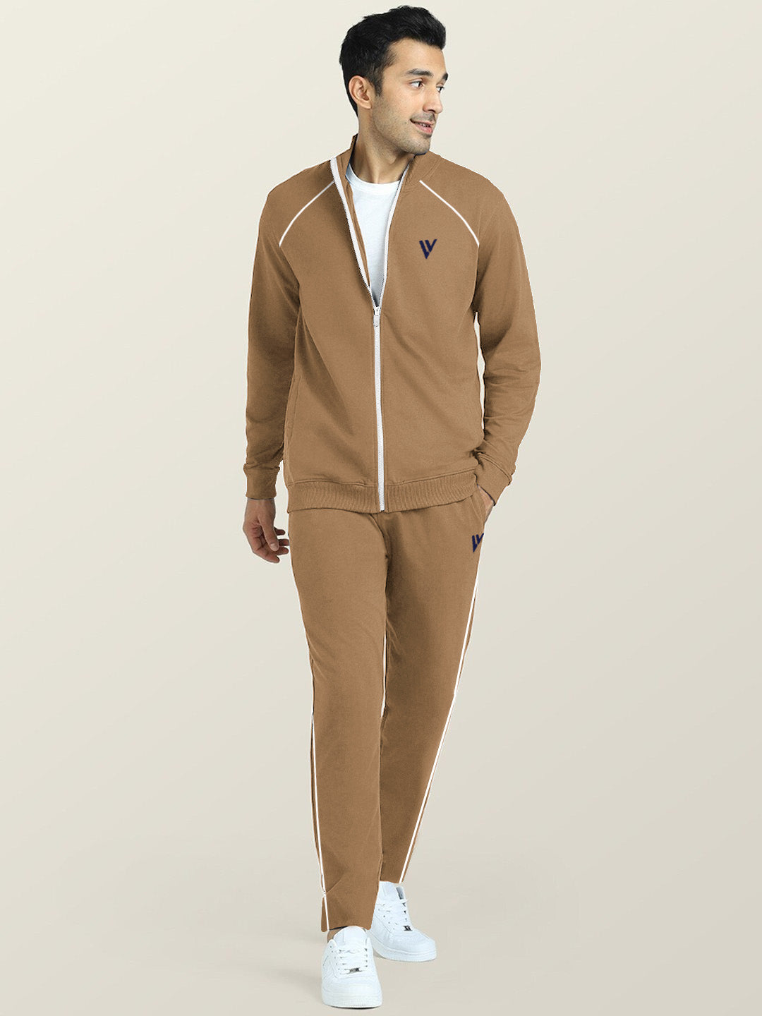 Louis Vicaci Fleece Zipper Tracksuit For Men Camel-SP284