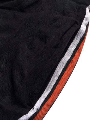 Louis Vicaci Jersey Lycra Lounge Short For Men-Black with Whtite & Orange Stripes-BE1700/BR13914