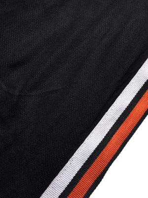 Louis Vicaci Jersey Lycra Lounge Short For Men-Black with Whtite & Orange Stripes-BE1700/BR13914