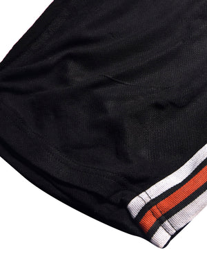 Louis Vicaci Jersey Lycra Lounge Short For Men-Black with Whtite & Orange Stripes-BE1700/BR13914