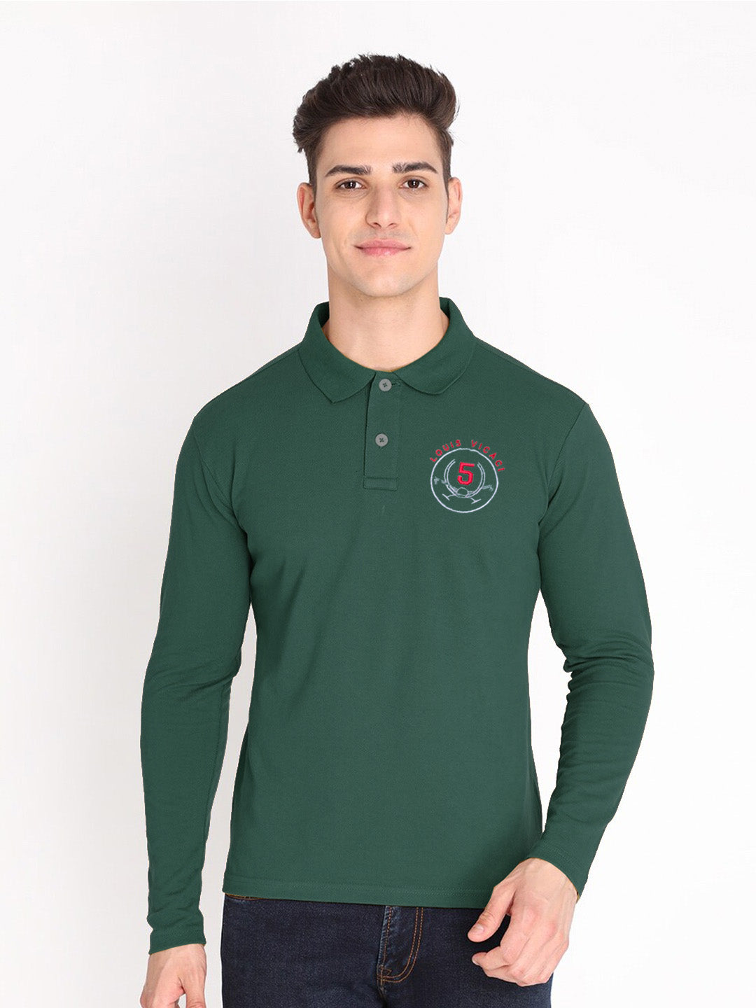 Louis Vicaci Long Sleeve P.Q Polo Shirt For Men-Green-BE1024