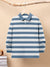 Louis Vicaci Long Sleeve Polo Shirt For Kids-Bond Blue with White Stripe-BE947
