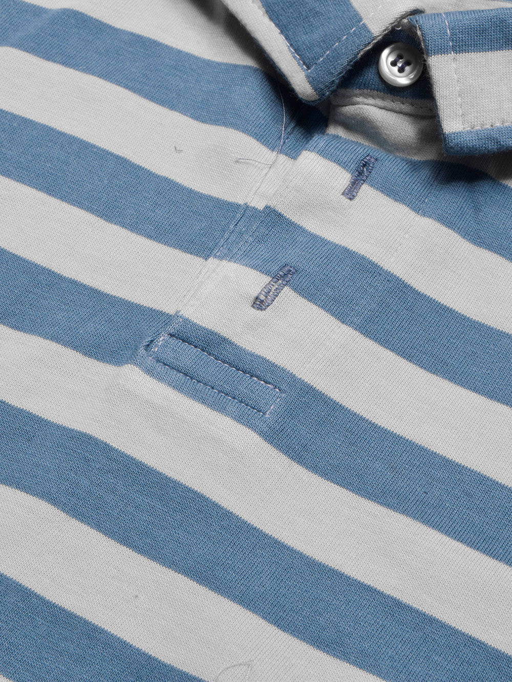Louis Vicaci Long Sleeve Polo Shirt For Kids-Bond Blue with White Stripe-BE947