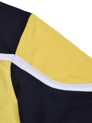 Louis Vicaci P.Q Long Sleeve Henley Shirt For Men-Mid Navy with Yellow-BE955/BR13203