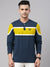 Louis Vicaci P.Q Long Sleeve Henley Shirt For Men-Navy Melange with Yellow-BE961