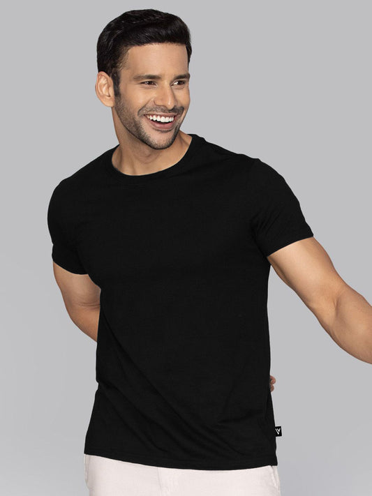 Louis Vicaci Single Jersey Summer Crew Neck T Shirt For Men-Black-BE3261//BR15691