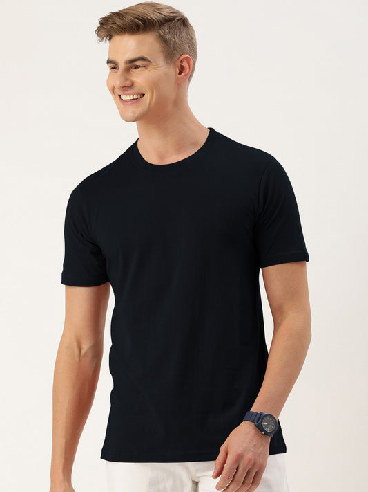 Louis Vicaci Single Jersey Summer Crew Neck T Shirt For Men-Navy-BE3262/BR15692