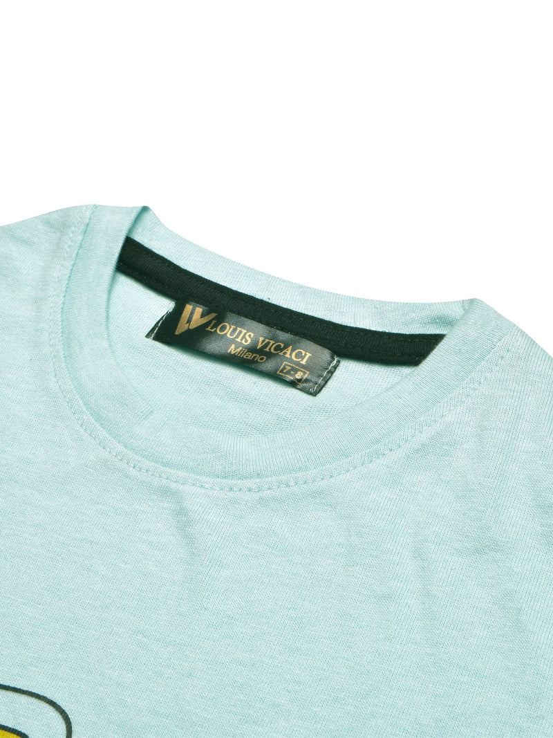 Louis Vicaci Single Jersey Tee Shirt For Kids-Ice Blue-BE1182/BR13423