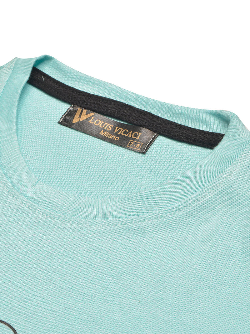 Louis Vicaci Single Jersey Tee Shirt For Kids-Light Cyan-BE1181/BR13422