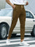 Louis Vicaci Slim Fit Lycra Trouser For Men-Dark Khaki with Black & White Stripes-BE1206/BR13452