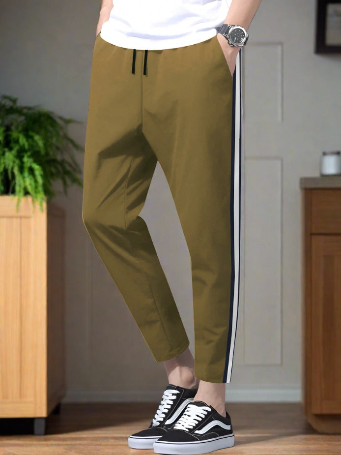 Louis Vicaci Slim Fit Summer Trouser For Men-Dark Golden with Stripes-SP2608/RT2529
