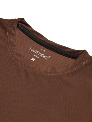 Louis Vicaci Summer Lycra T Shirt For Men-Brown-BE1313/BR13558