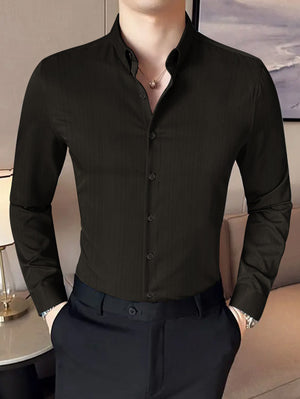 Louis Vicaci Super Stretchy Slim Fit Long Sleeve Summer Formal Casual Shirt For Men-Dark Forest Olive-BE1321