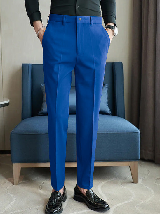 Louis Vicaci Interlock Stretchy Slim Fit Pent For Men-Blue-BR13258